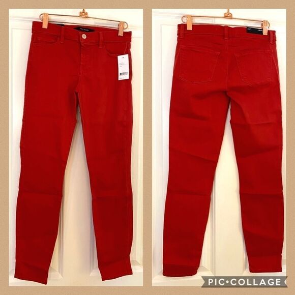 New J Brand skinny crop capris retro 50’s red jeans size 26 Rockabilly pin up - Picture 3 of 8